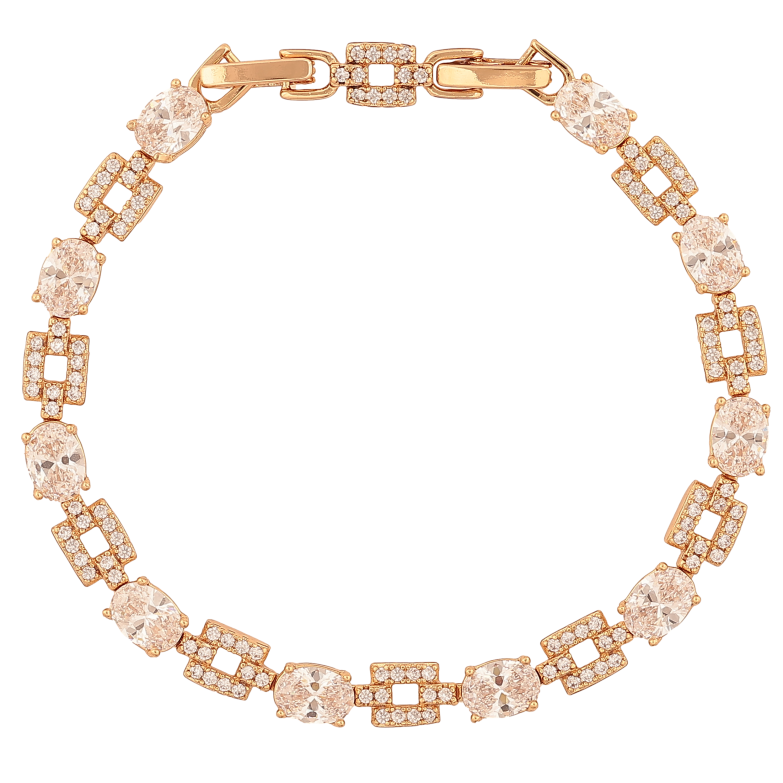 Браслет Xuping цвет Позолота 18K "Узор с кристаллами" размер с доп. замком 17.5, 19.5см х 2-6мм фото №1