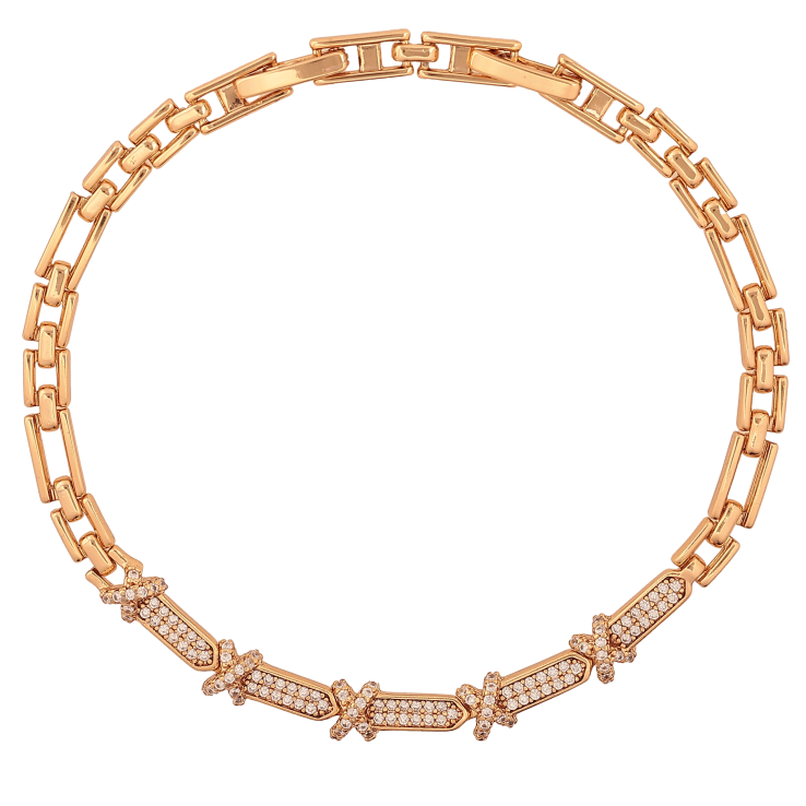 Браслет Xuping колір Позолота 18K "Візерунок з кристалами" розмір з дод. замком 18,20см х 3-5мм фото №3