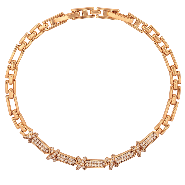 Браслет Xuping колір Позолота 18K "Візерунок з кристалами" розмір з дод. замком 18,20см х 3-5мм фото №1