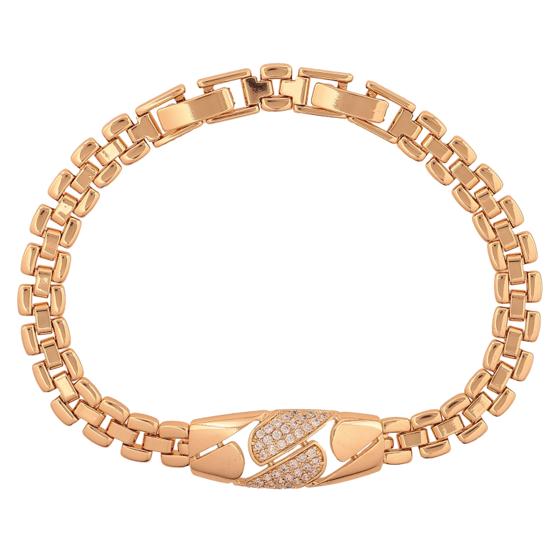 Браслет Xuping цвет Позолота 18K "Узор с кристаллами" размер с доп. замком 17,19см х 6-11мм фото №1