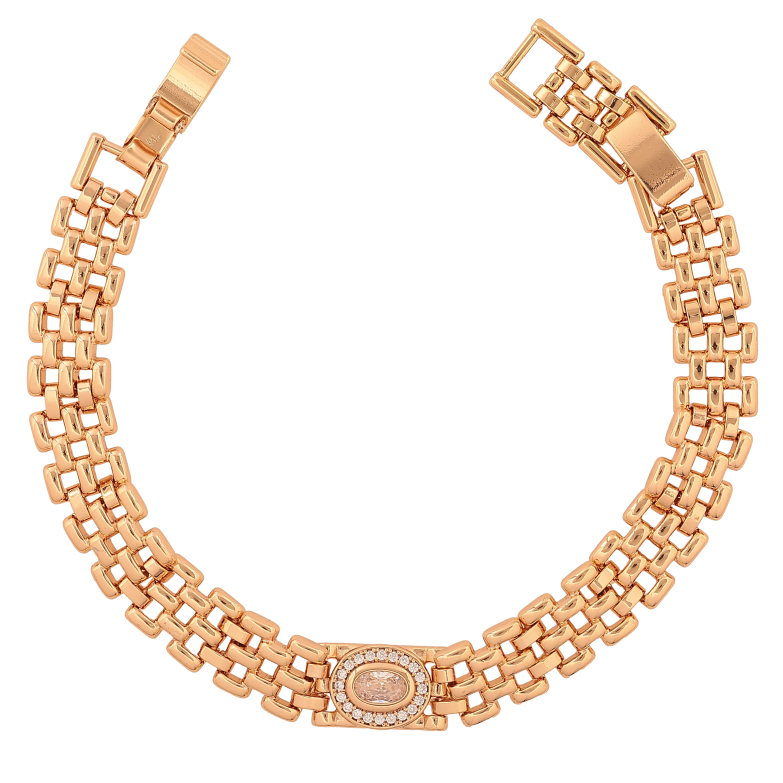 Браслет Xuping цвет Позолота 18К "Узор с кристаллами" размер с доп. замком 17,19см х 9мм фото №3