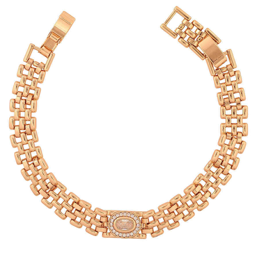 Браслет Xuping колір Позолота 18К "Візерунок з кристалами" розмір з дод. замком 17,19см х 9мм фото №1