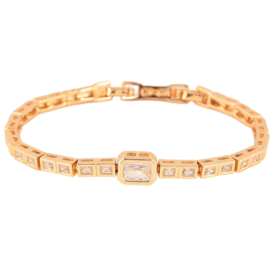 Браслет Xuping цвет Позолота 18К "Узор с кристаллами" размер с доп. замком 16,18см х 4-7мм фото №1