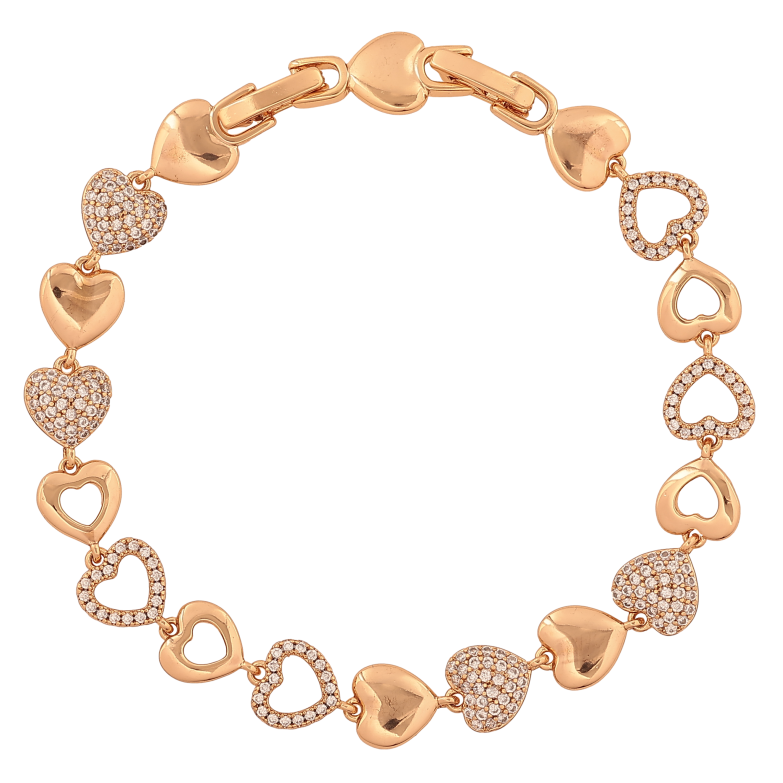Браслет Xuping цвет Позолота 18К "Сердечки с кристаллами" размер с доп. замком 17,19см х 8мм фото №19
