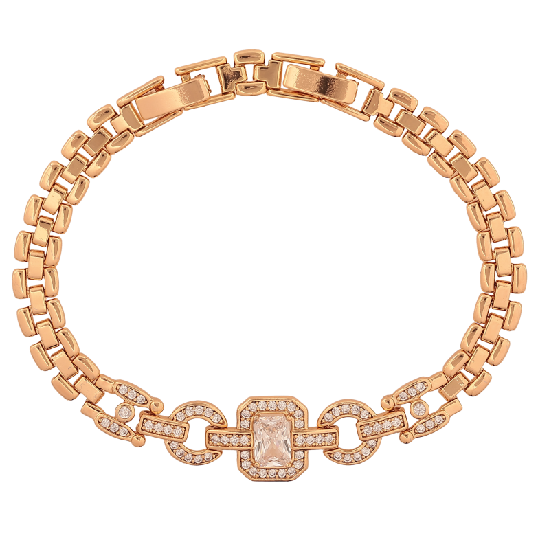 Браслет Xuping цвет Позолота 18K "Узор с кристаллами" размер с доп. замком 17.5,19.5см х 7-12мм фото №1