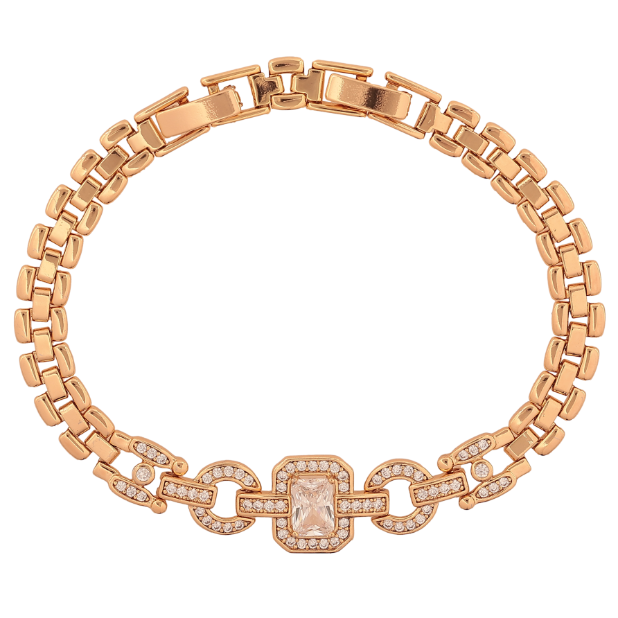 Браслет Xuping цвет Позолота 18K "Узор с кристаллами" размер с доп. замком 17.5,19.5см х 7-12мм фото №1