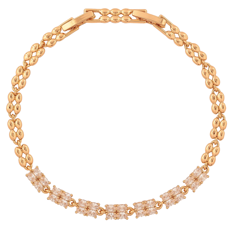 Браслет Xuping цвет Позолота 18К "Узор с кристаллами" размер с доп. замком 17,19см х 4мм фото №5