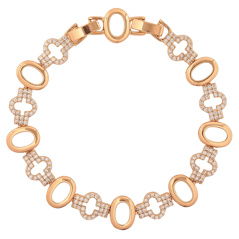 Браслет Xuping цвет Позолота 18K "Узор с кристаллами" размер с доп. замком 17.5,19.5см х 9-11мм фото №1