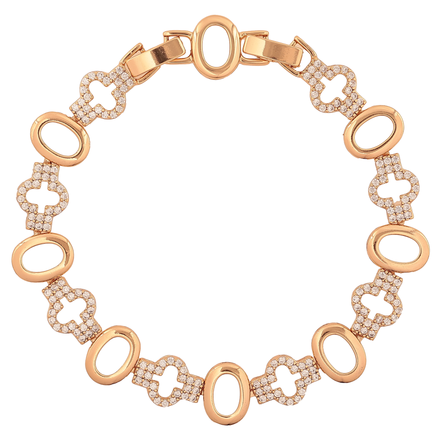 Браслет Xuping цвет Позолота 18K "Узор с кристаллами" размер с доп. замком 17.5,19.5см х 9-11мм фото №1