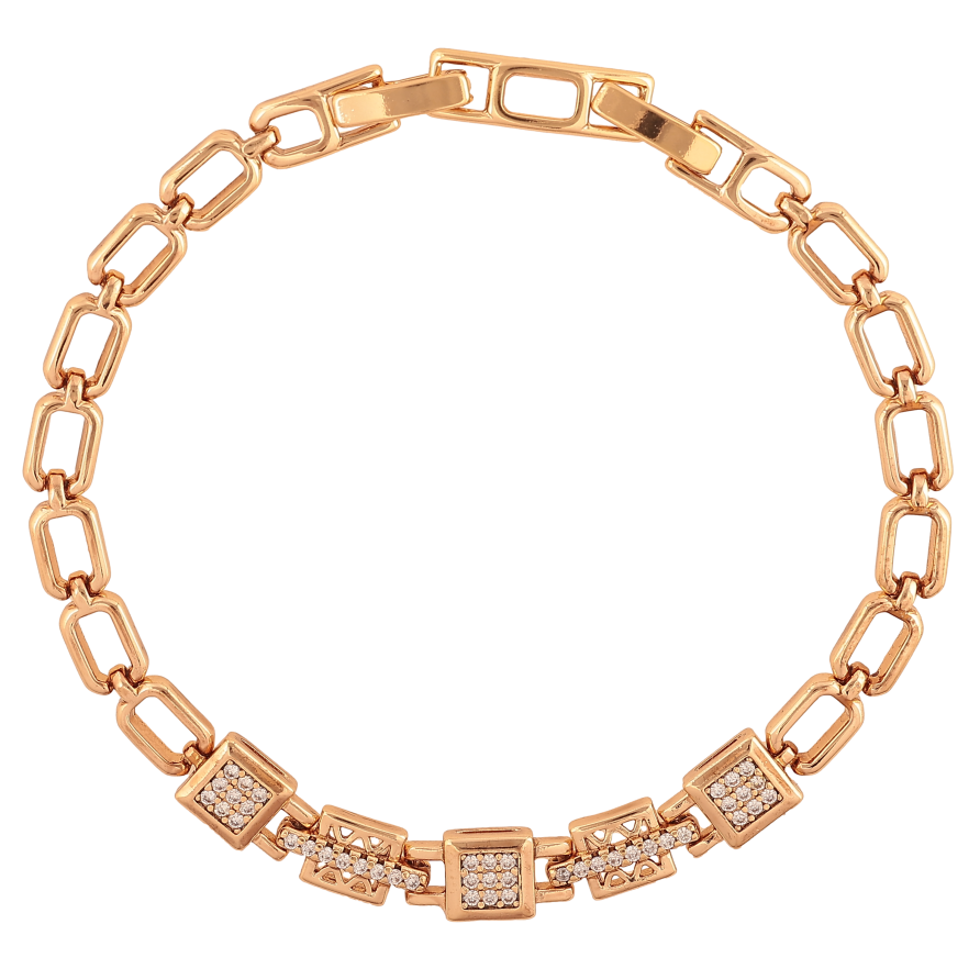 Браслет Xuping колір Позолота 18K "Візерунок з кристалами" розмір з дод. замком 17.5,19.5см х 5-7мм фото №1