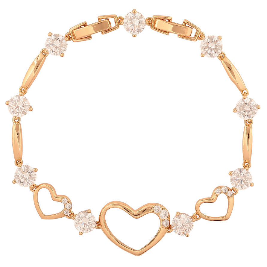 Браслет Xuping цвет Позолота 18К "Сердечки с кристаллами" размер с доп. замком 17.5,19.5см х 3-15мм фото №1