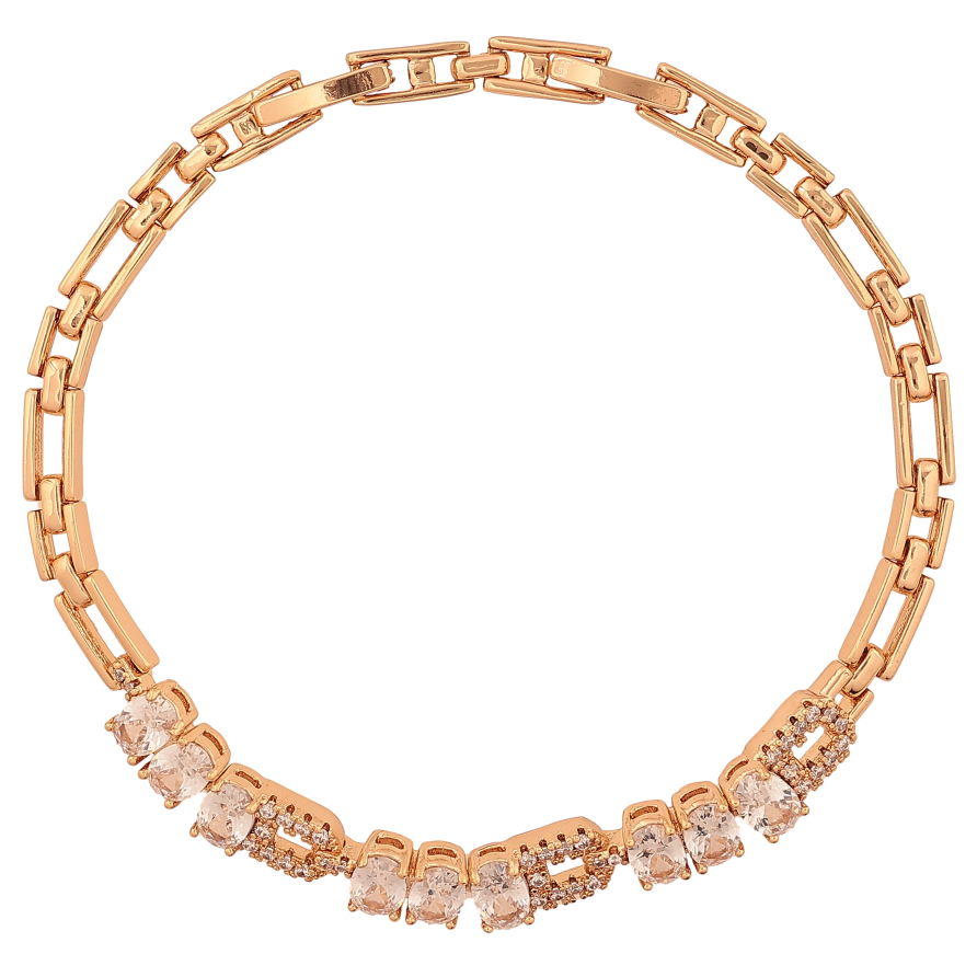 Браслет Xuping цвет Позолота 18К "Узор с кристаллами" размер с доп. замком 17.5,19.5см х 4-6мм фото №1