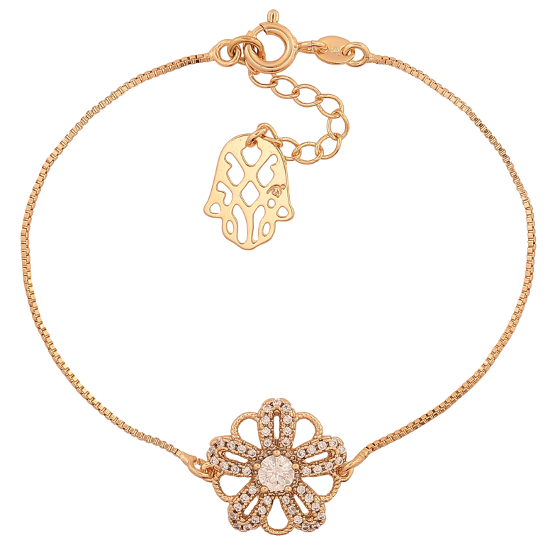 Браслет Xuping колір Позолота 18K "Ланцюжок із вставкою квіточка" розмір з дод. ланцюжком 16.5-19.5см х 1-15мм фото №1