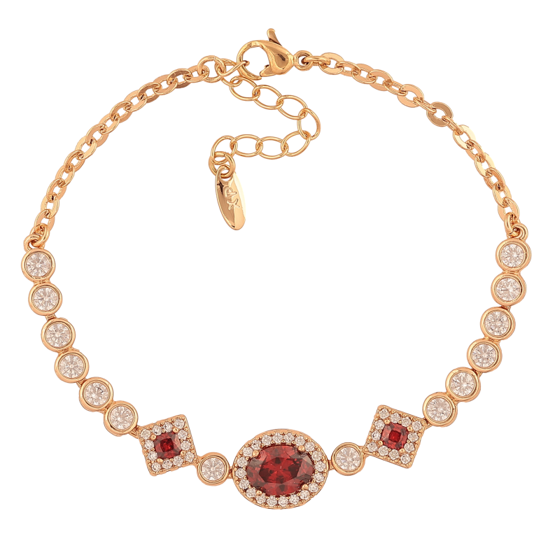 Браслет Xuping цвет Позолота 18K "Узор с красными кристаллами" размер с доп. цепочкой 17-20см х 3-10мм фото №3