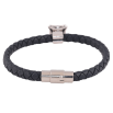 Браслет Xuping колір Родій із кристалами Swarovski "Шкіряний чорний шнур із кристалом Metallic Blue" магнітна застібка довжина 18,5см х 5мм фото №2
