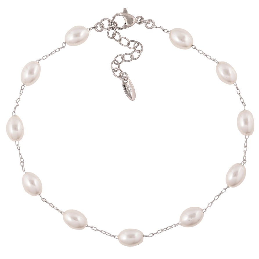 Браслет Xuping колір Родій на ногу "Ланцюжок із перлинами" довжина з дод. ланцюжком 23-27см х 1-6мм фото №1 Браслет Xuping колір Родій на ногу "Ланцюжок із перлинами" довжина з дод. ланцюжком 23-27см х 1-6мм фото №1