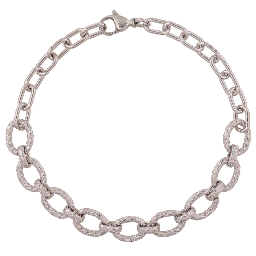 Браслет Xuping колір Родій "Ланцюжок комбінований" довжина 20.5см х 5-9мм фото №1