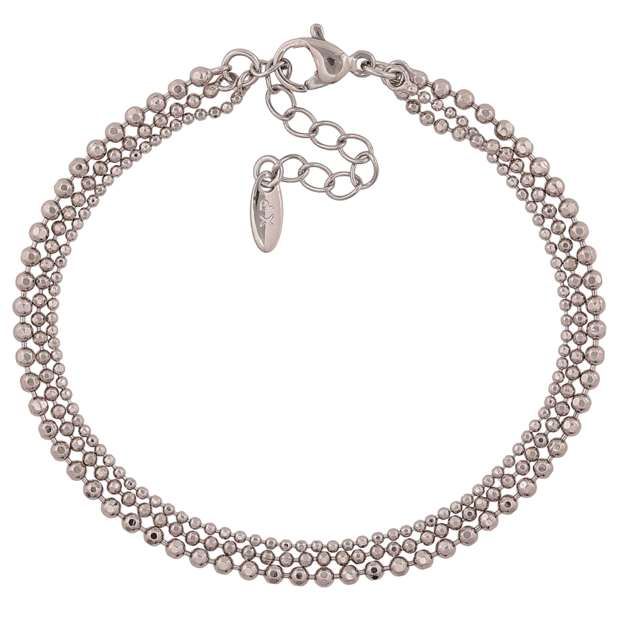 Браслет Xuping колір Родій "Потрійний ланцюжок Перлина" довжина з дод. ланцюжком 17-20см х 5мм фото №1