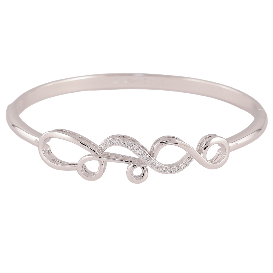 Браслет Xuping колір Родій "Візерунок з кристалами" ø 6см фото №1 Браслет Xuping колір Родій "Візерунок з кристалами" ø 6см фото №1