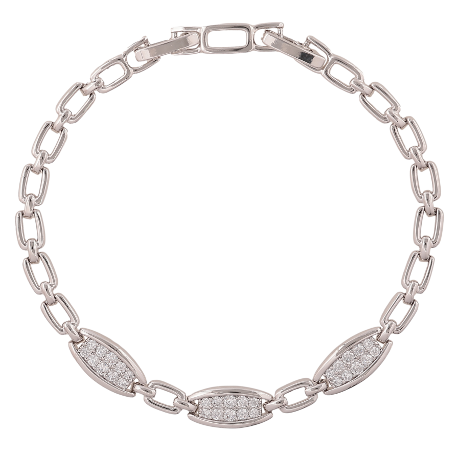 Браслет Xuping колір Родій "Візерунок з кристалами" довжина з доп.замком 17,19см х 4-6мм фото №1