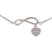 Браслет Xuping колір Родій "Ланцюжок із вставкою знак нескінченності та підвіскою серця" довжина з дод. ланцюжком 18.5-21см х 1-6мм фото №2
