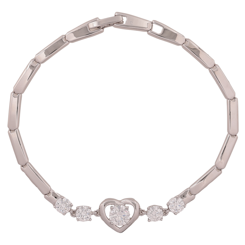 Браслет Xuping колір Родій "Серце з кристалами" довжина 19см х 3-10мм фото №1