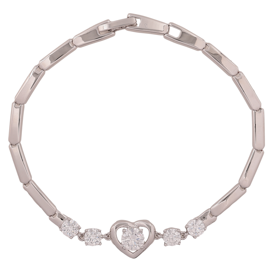 Браслет Xuping цвет Родий "Сердечко с кристаллами" длина 19см х 3-10мм фото №1