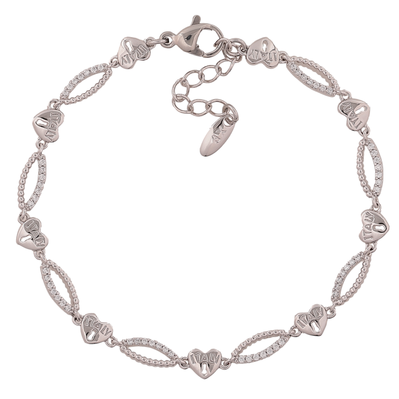 Браслет Xuping цвет Родий "Сердечки Italy" длина с доп. цепочкой 17-20см х 4-5мм фото №3