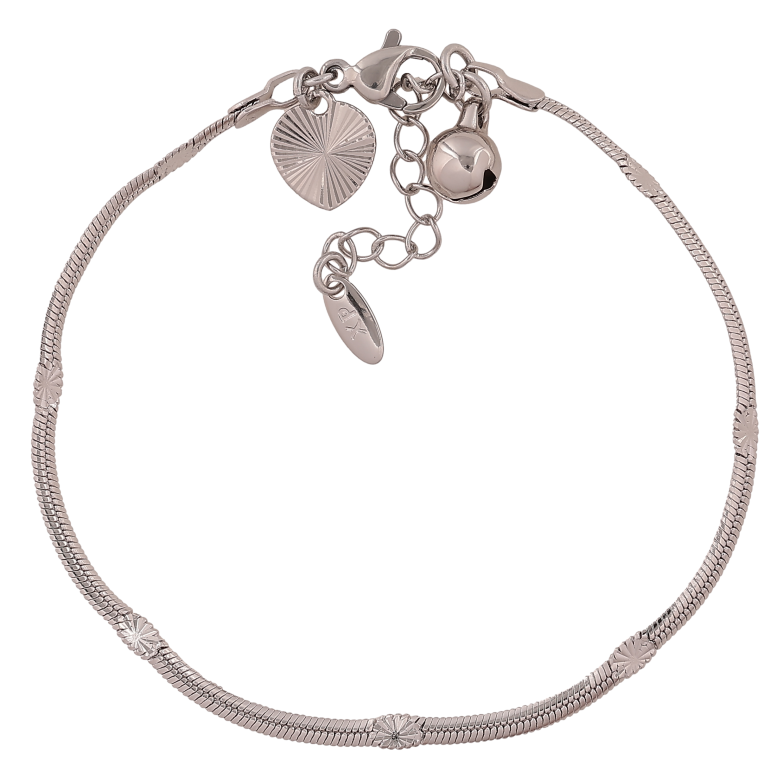 Браслет Xuping колір Родій "Ланцюжок Снейк з візерунком" довжина з дод. ланцюжком 17.5-20.5см х 2-3мм фото №1