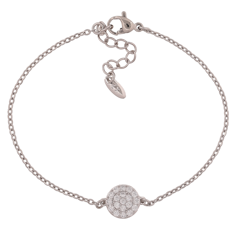 Браслет Xuping колір Родій "Ланцюжок із вставкою коло" довжина з дод. ланцюжком 17.5-20.5см х 1.5-10мм фото №1