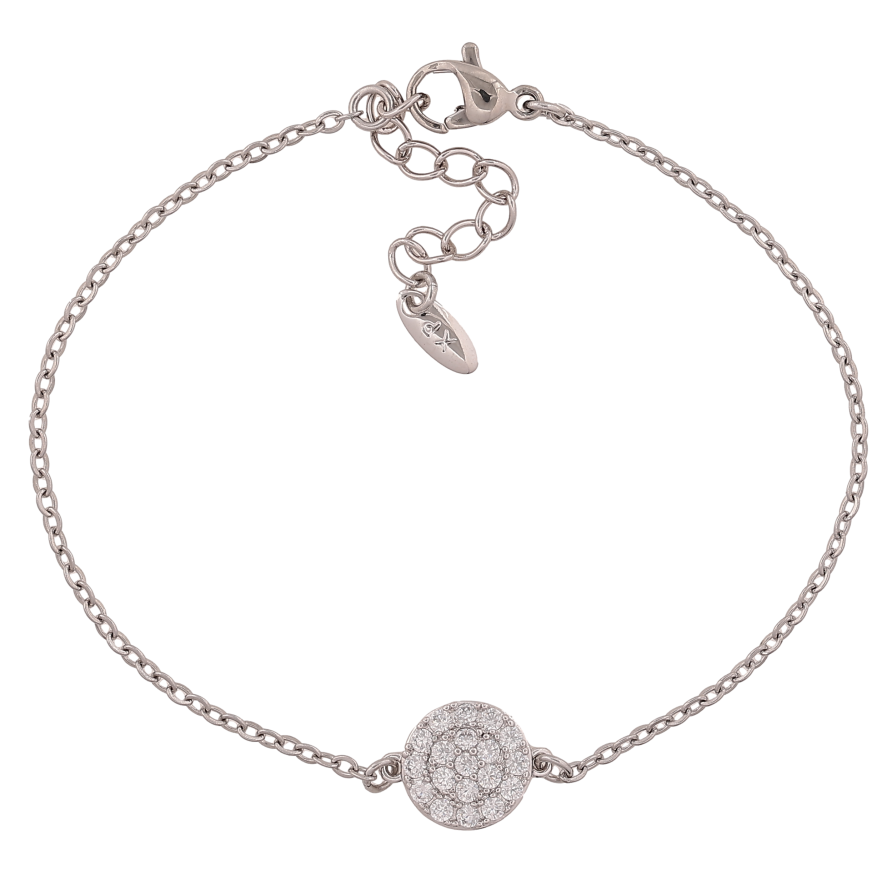 Браслет Xuping колір Родій "Ланцюжок із вставкою коло" довжина з дод. ланцюжком 17.5-20.5см х 1.5-10мм фото №1