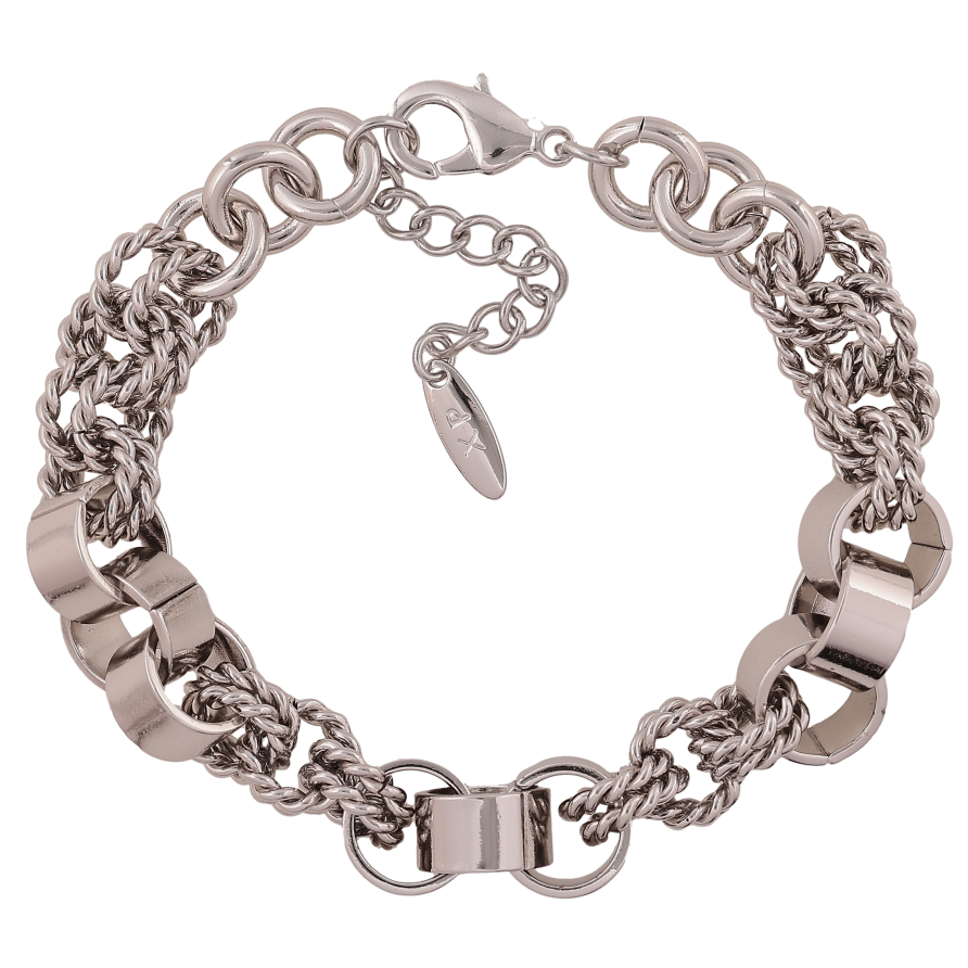 Браслет Xuping цвет Родий "Цепочка с Фантазийная" длина с доп. цепочкой 19-22см х 10мм фото №1