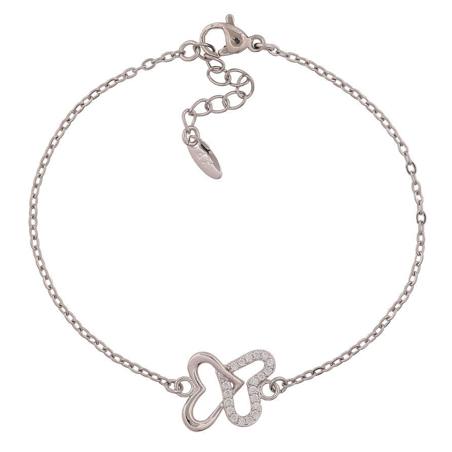 Браслет Xuping цвет Родий "Цепочка с вставкой сердечки" длина с доп. цепочкой 18-21см х 1.5-13мм фото №1