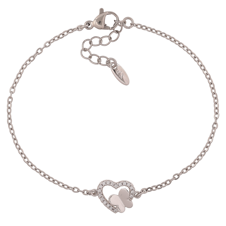 Браслет Xuping колір Родій "Ланцюжок із вставкою серце" довжина з дод. ланцюжком 17.5-20.5см х 1.5-10мм фото №1