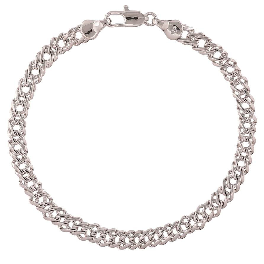 Браслет Xuping колір Родій "Ланцюжок плетіння Подвійний Ромб" довжина 19.5см х 5мм фото №1