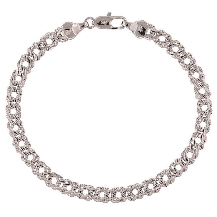 Браслет Xuping колір Родій "Ланцюжок плетіння Подвійний Ромб з візерунком" довжина 19.5см х 5.5мм фото №3 Браслет Xuping колір Родій "Ланцюжок плетіння Подвійний Ромб з візерунком" довжина 19.5см х 5.5мм фото №3