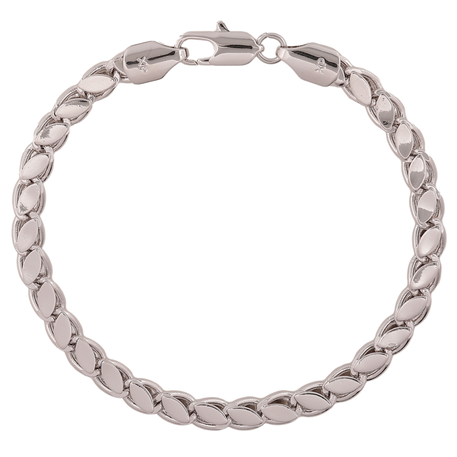 Браслет Xuping колір Родій "Ланцюжок плетіння Фантазійне" довжина 19.5см х 5мм фото №1