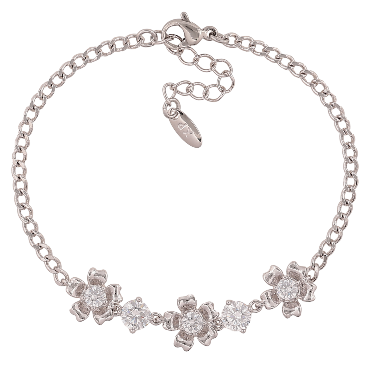 Браслет Xuping колір Родій "Ланцюжок з квіточками" довжина з дод. ланцюжком 16.5-19.5см х 3-10мм фото №13 Браслет Xuping колір Родій "Ланцюжок з квіточками" довжина з дод. ланцюжком 16.5-19.5см х 3-10мм фото №13