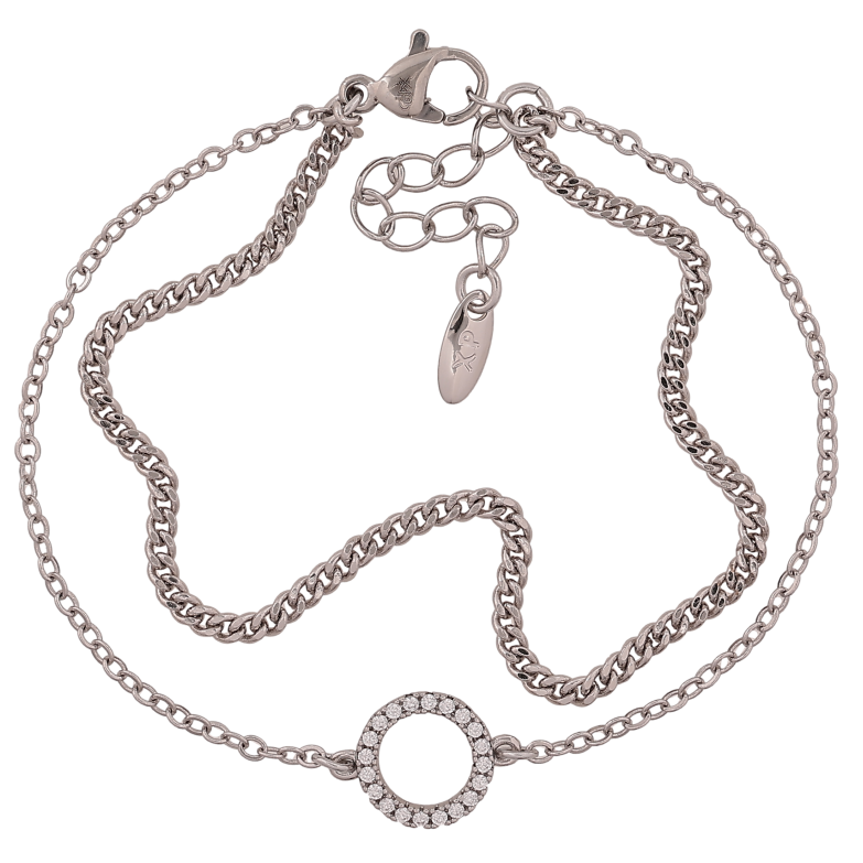 Браслет Xuping колір Родій "Подвійний ланцюжок з кільцем" довжина з дод. ланцюжком 16-19.5см х 1.5-10мм фото №2 Браслет Xuping колір Родій "Подвійний ланцюжок з кільцем" довжина з дод. ланцюжком 16-19.5см х 1.5-10мм фото №2