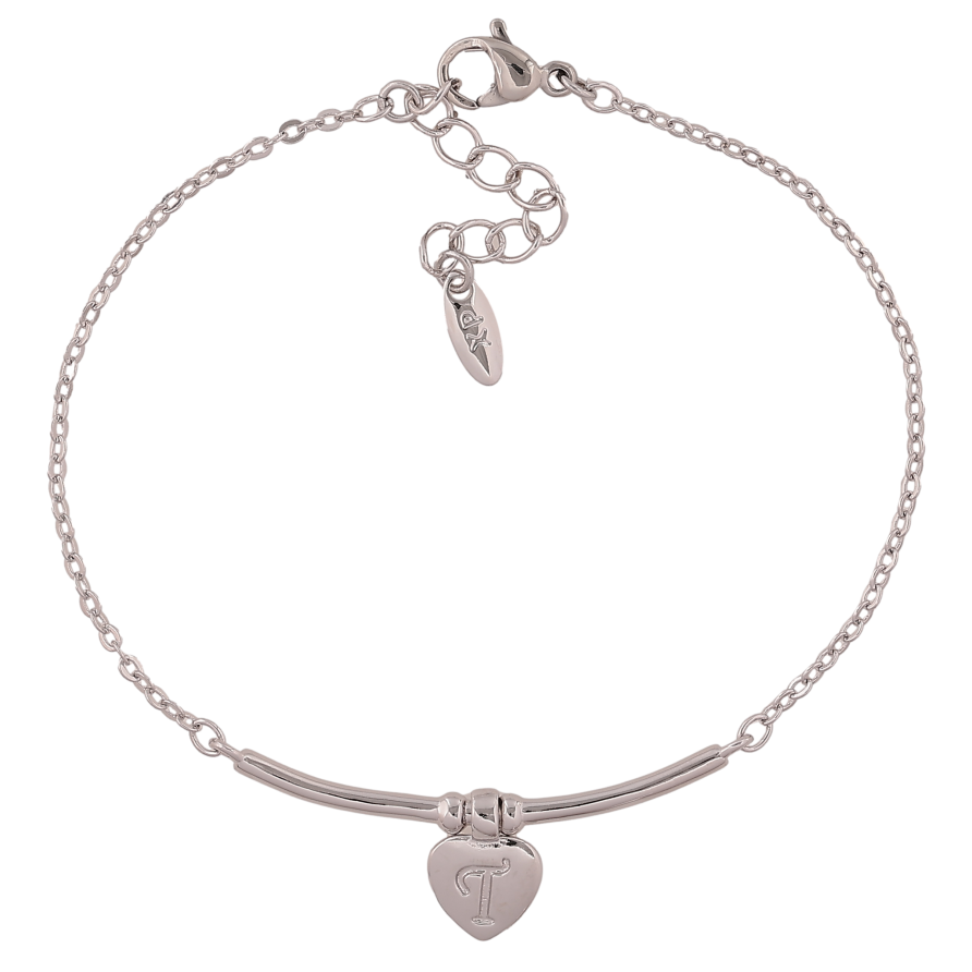 Браслет Xuping колір Родій "Серце з літерою Т" довжина з дод. ланцюжком 16.5-19.5см х 1.5-2мм фото №1 Браслет Xuping колір Родій "Серце з літерою Т" довжина з дод. ланцюжком 16.5-19.5см х 1.5-2мм фото №1