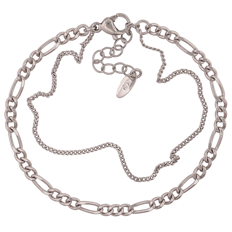 Браслет Xuping колір Родій "Два ланцюжки" довжина з дод. ланцюжком 16-19.5см х 5мм фото №1