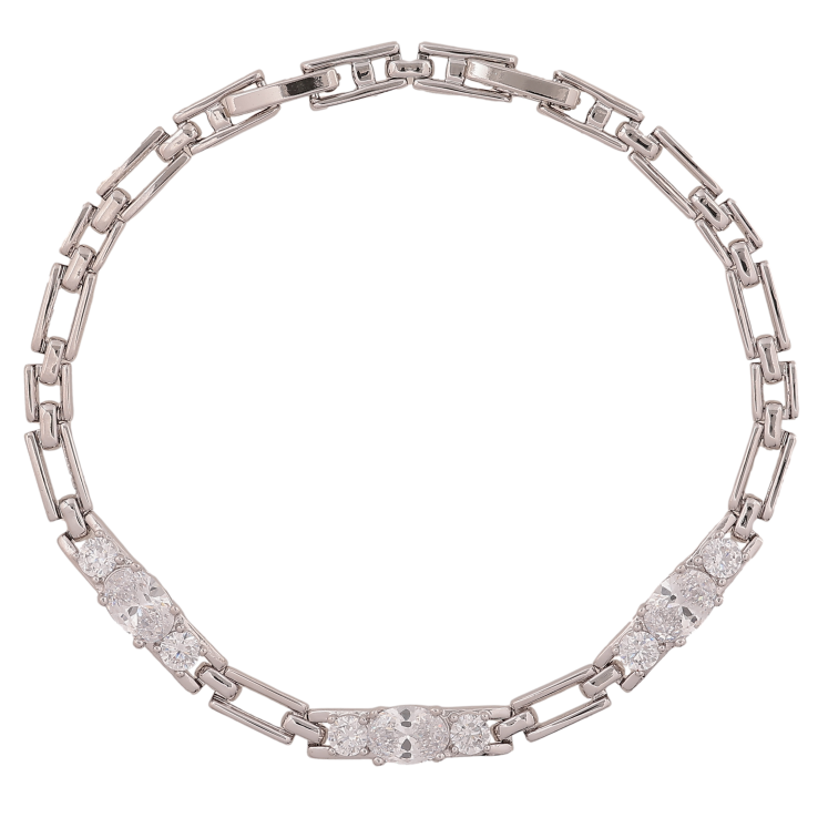 Браслет Xuping колір Родій "Візерунок з кристалами" довжина з доп.замком 17.5,19.5см х 4-5мм фото №3 Браслет Xuping колір Родій "Візерунок з кристалами" довжина з доп.замком 17.5,19.5см х 4-5мм фото №3