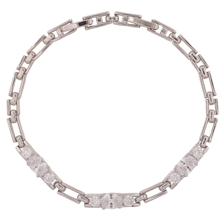 Браслет Xuping цвет Родий "Узор с кристаллами" длина с доп.замком  17.5,19.5см х 4-5мм фото №1