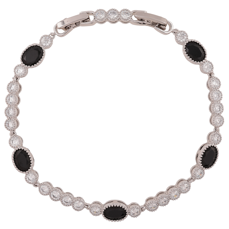 Браслет Xuping колір Родій "Візерунок з чорними кристалами" довжина з доп.замком 17,19.5см х 4-6мм фото №21 Браслет Xuping колір Родій "Візерунок з чорними кристалами" довжина з доп.замком 17,19.5см х 4-6мм фото №21