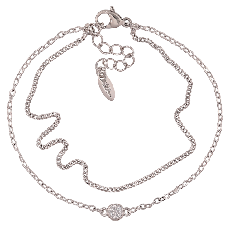 Браслет Xuping колір Родій "Подвійний ланцюжок із кристалом" довжина з дод. ланцюжком 16.5-19.5см х 3мм фото №19 Браслет Xuping колір Родій "Подвійний ланцюжок із кристалом" довжина з дод. ланцюжком 16.5-19.5см х 3мм фото №19