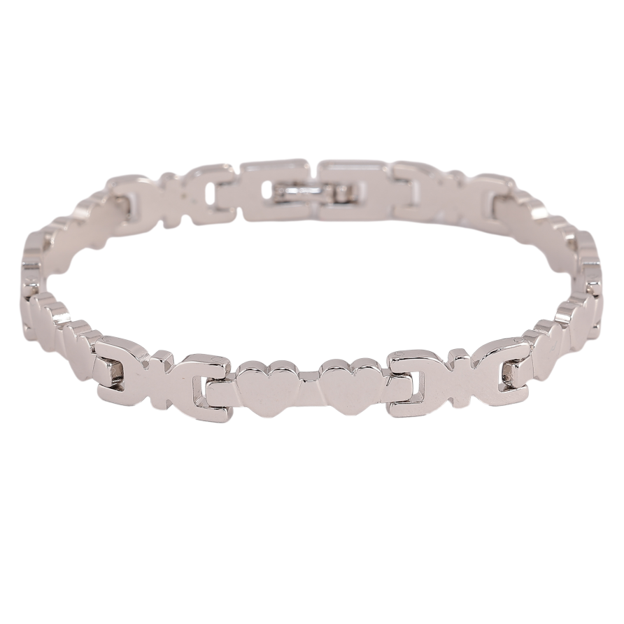 Браслет Xuping колір Родій "Декоративний візерунок із сердечками" довжина 19.5см х 6-7мм фото №1