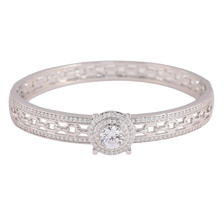 Браслет Xuping колір Родій "Візерунок з кристалами" ø 5.8см фото №1