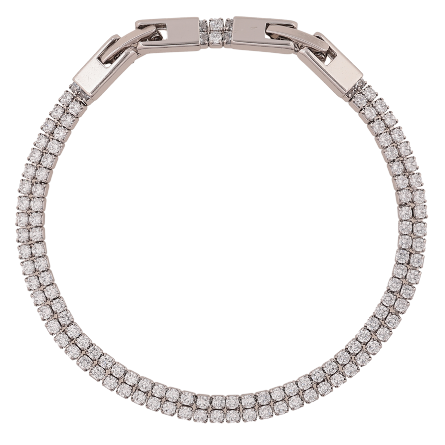 Браслет Xuping колір Родій "Подвійна доріжка кристалів" довжина з доп.замком 17,19.5см х 4мм фото №1 Браслет Xuping колір Родій "Подвійна доріжка кристалів" довжина з доп.замком 17,19.5см х 4мм фото №1