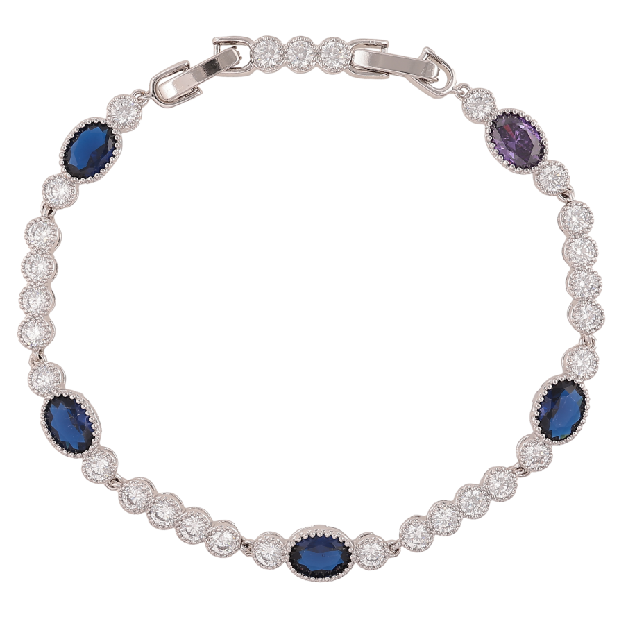 Браслет Xuping колір Родій "Візерунок з синіми кристалами" довжина з доп.замком 17,19.5см х 4-6мм фото №1 Браслет Xuping колір Родій "Візерунок з синіми кристалами" довжина з доп.замком 17,19.5см х 4-6мм фото №1