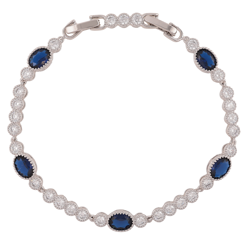 Браслет Xuping колір Родій "Візерунок з синіми кристалами" довжина з доп.замком 17.5,19.5см х 4-6мм фото №1 Браслет Xuping колір Родій "Візерунок з синіми кристалами" довжина з доп.замком 17.5,19.5см х 4-6мм фото №1